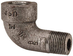 Made in USA - Size 3/8", Class 300, Malleable Iron Black Pipe 90° Street Elbow - 300 psi, Threaded End Connection - Eagle Tool & Supply