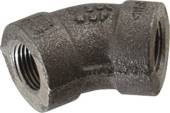 Made in USA - Size 3/8", Class 300, Malleable Iron Black Pipe 45° Elbow - 300 psi, Threaded End Connection - Eagle Tool & Supply