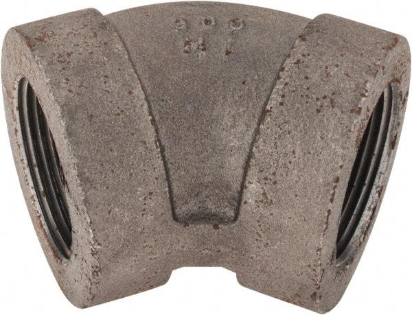 Made in USA - Size 1-1/4", Class 300, Malleable Iron Black Pipe 45° Elbow - 300 psi, Threaded End Connection - Eagle Tool & Supply
