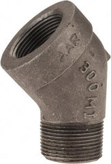 Made in USA - Size 1-1/4", Class 300, Malleable Iron Black Pipe 45° Street Elbow - 300 psi, Threaded End Connection - Eagle Tool & Supply