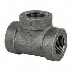Made in USA - Size 1", Class 300, Malleable Iron Black Pipe Tee - 300 psi, Threaded End Connection - Eagle Tool & Supply