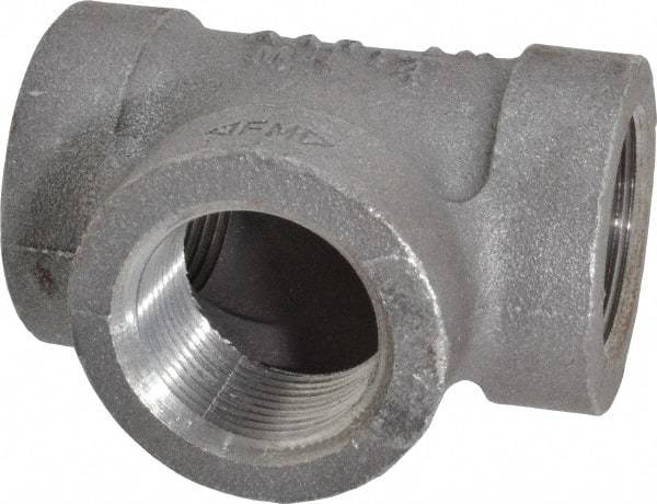 Made in USA - Size 1-1/4", Class 300, Malleable Iron Black Pipe Tee - 300 psi, Threaded End Connection - Eagle Tool & Supply