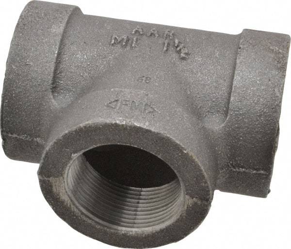 Made in USA - Size 1-1/2", Class 300, Malleable Iron Black Pipe Tee - 300 psi, Threaded End Connection - Eagle Tool & Supply