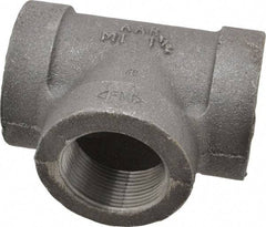 Made in USA - Size 1-1/2", Class 300, Malleable Iron Black Pipe Tee - 300 psi, Threaded End Connection - Eagle Tool & Supply