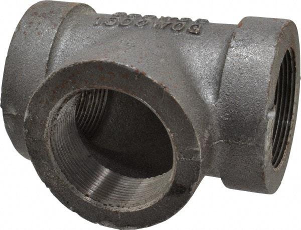 Made in USA - Size 2", Class 300, Malleable Iron Black Pipe Tee - 300 psi, Threaded End Connection - Eagle Tool & Supply