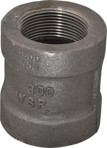 Made in USA - Size 1-1/2", Class 300, Malleable Iron Black Pipe Coupling - 300 psi, Threaded End Connection - Eagle Tool & Supply