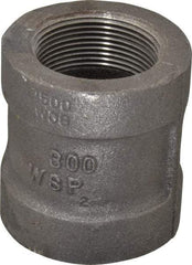 Made in USA - Size 1-1/2", Class 300, Malleable Iron Black Pipe Coupling - 300 psi, Threaded End Connection - Eagle Tool & Supply