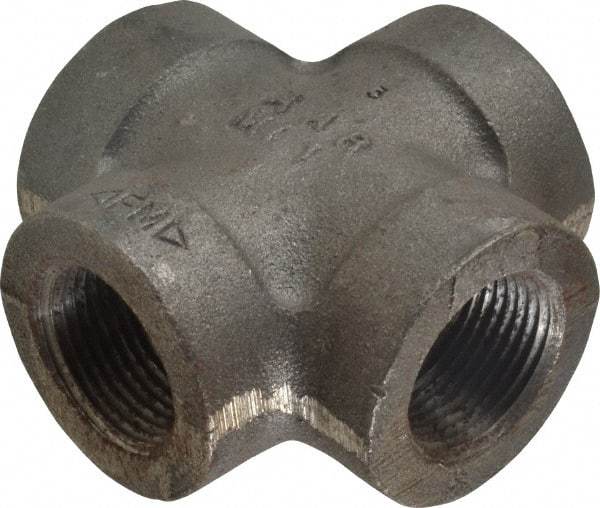 Made in USA - Size 1", Class 300, Malleable Iron Black Pipe Cross - 300 psi, Threaded End Connection - Eagle Tool & Supply