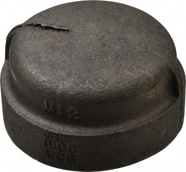 Made in USA - Size 2", Class 300, Malleable Iron Black Pipe End Cap - 300 psi, Threaded End Connection - Eagle Tool & Supply