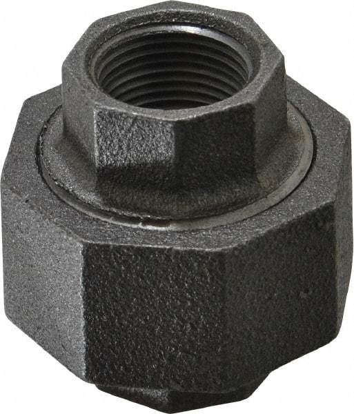 Made in USA - Size 3/4", Class 300, Malleable Iron Black Pipe Union - 300 psi, Threaded End Connection - Eagle Tool & Supply