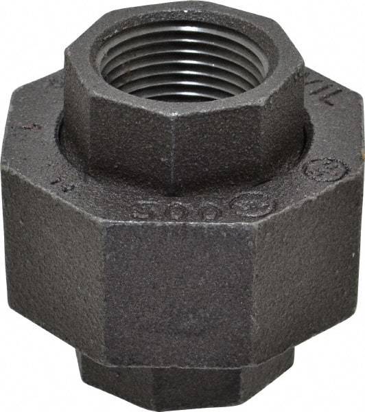 Made in USA - Size 1", Class 300, Malleable Iron Black Pipe Union - 300 psi, Threaded End Connection - Eagle Tool & Supply