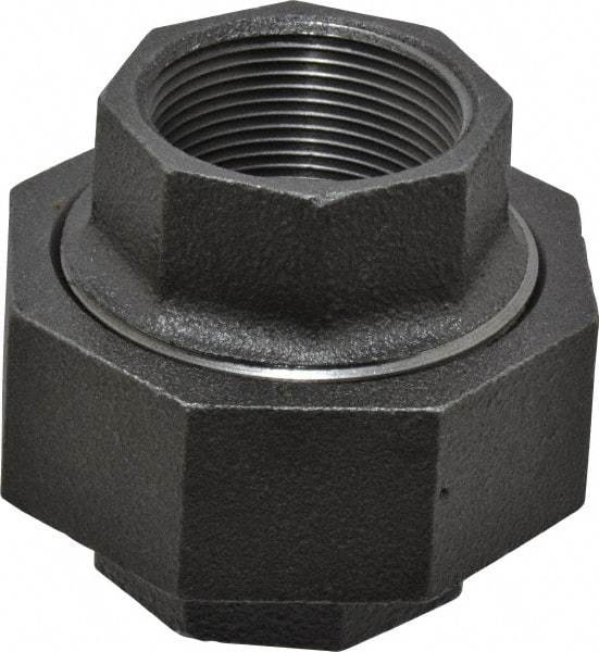Made in USA - Size 1-1/2", Class 300, Malleable Iron Black Pipe Union - 300 psi, Threaded End Connection - Eagle Tool & Supply