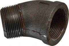 Made in USA - Size 1-1/4", Class 150, Malleable Iron Black Pipe 45° Street Elbow - 150 psi, Threaded End Connection - Eagle Tool & Supply