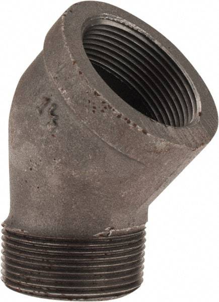 Made in USA - Size 1-1/2", Class 150, Malleable Iron Black Pipe 45° Street Elbow - 150 psi, Threaded End Connection - Eagle Tool & Supply