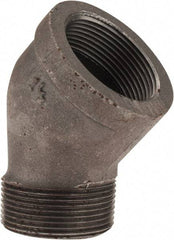 Made in USA - Size 1-1/2", Class 150, Malleable Iron Black Pipe 45° Street Elbow - 150 psi, Threaded End Connection - Eagle Tool & Supply