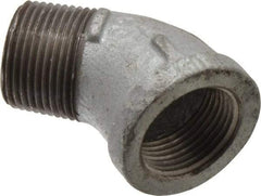 Made in USA - Class 150, 1" Galvanized Pipe 45° Street Elbow - Threaded, Malleable Iron - Eagle Tool & Supply