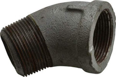 Made in USA - Class 150, 1-1/4" Galvanized Pipe 45° Street Elbow - Threaded, Malleable Iron - Eagle Tool & Supply