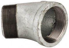 Made in USA - Class 150, 2" Galvanized Pipe 45° Street Elbow - Threaded, Malleable Iron - Eagle Tool & Supply