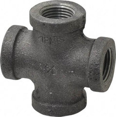 Made in USA - Size 3/8", Class 150, Malleable Iron Black Pipe Cross - 150 psi, Threaded End Connection - Eagle Tool & Supply