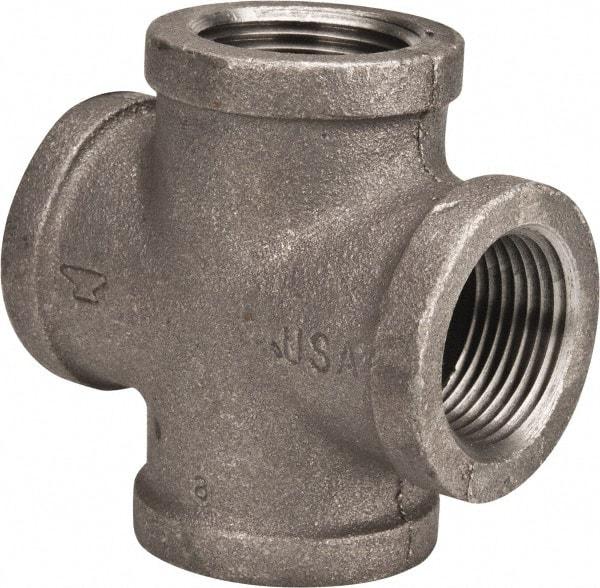 Made in USA - Size 1", Class 150, Malleable Iron Black Pipe Cross - 150 psi, Threaded End Connection - Eagle Tool & Supply