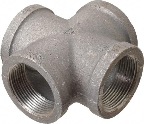 Made in USA - Size 1-1/2", Class 150, Malleable Iron Black Pipe Cross - 150 psi, Threaded End Connection - Eagle Tool & Supply