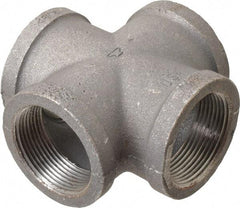 Made in USA - Size 1-1/2", Class 150, Malleable Iron Black Pipe Cross - 150 psi, Threaded End Connection - Eagle Tool & Supply