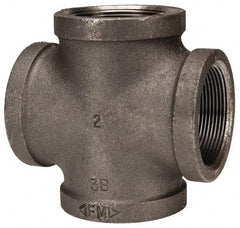 Made in USA - Size 2", Class 150, Malleable Iron Black Pipe Cross - 150 psi, Threaded End Connection - Eagle Tool & Supply