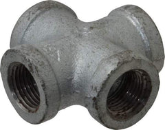 Made in USA - Class 150, 3/8" Galvanized Pipe Cross - Threaded, Malleable Iron - Eagle Tool & Supply