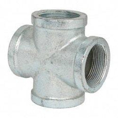 Made in USA - Class 150, 1-1/2" Galvanized Pipe Cross - Threaded, Malleable Iron - Eagle Tool & Supply
