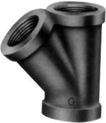 Made in USA - Size 4", Class 150, Malleable Iron Black Pipe 45° Lateral Y-Branch - 300 psi, Threaded End Connection - Eagle Tool & Supply