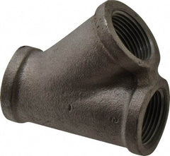 Made in USA - Size 1", Class 150, Malleable Iron Black Pipe 45° Lateral Y-Branch - 150 psi, Threaded End Connection - Eagle Tool & Supply