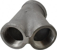 Made in USA - Size 1-1/4", Class 150, Malleable Iron Black Pipe 45° Lateral Y-Branch - 150 psi, Threaded End Connection - Eagle Tool & Supply
