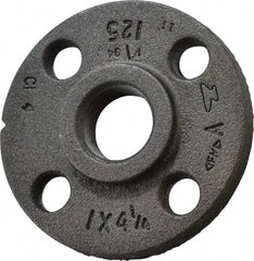 Made in USA - 1" Pipe, 4-1/4" OD, 11/16" Hub Length, Iron Threaded Pipe Flange - 1-15/16" Across Bolt Hole Centers, 3/4" Bolt Hole, 175 psi, Class 125 - Eagle Tool & Supply