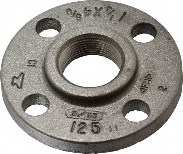 Made in USA - 1-1/4" Pipe, 4-5/8" OD, 13/16" Hub Length, Iron Threaded Pipe Flange - 2-5/16" Across Bolt Hole Centers, 3/4" Bolt Hole, 175 psi, Class 125 - Eagle Tool & Supply