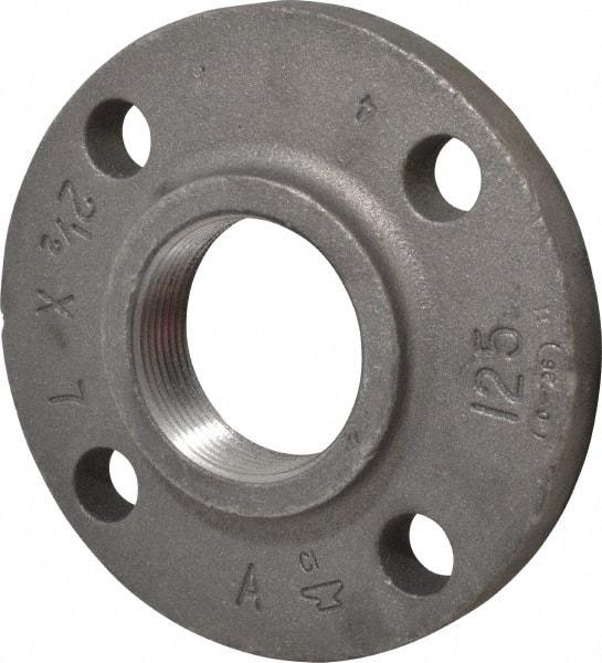 Made in USA - 2-1/2" Pipe, 7" OD, 1-1/8" Hub Length, Iron Threaded Pipe Flange - 3-9/16" Across Bolt Hole Centers, 7/8" Bolt Hole, 175 psi, Class 125 - Eagle Tool & Supply