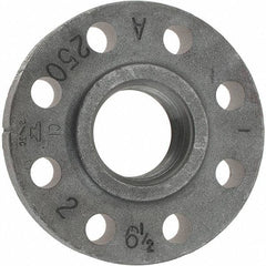 Made in USA - 2" Pipe, 6-1/2" OD, 1-1/4" Hub Length, Iron Threaded Pipe Flange - 3-5/16" Across Bolt Hole Centers, 3/4" Bolt Hole, 175 psi, Class 250 - Eagle Tool & Supply