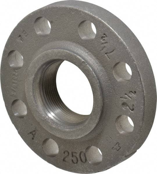 Made in USA - 2-1/2" Pipe, 7-1/2" OD, 1-7/16" Hub Length, Iron Threaded Pipe Flange - 3-15/16" Across Bolt Hole Centers, 7/8" Bolt Hole, 175 psi, Class 250 - Eagle Tool & Supply