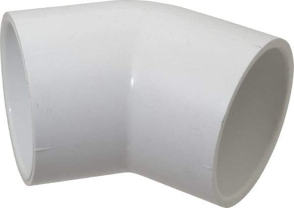 Value Collection - 2-1/2" PVC Plastic Pipe 45° Elbow - Schedule 40, Slip x Slip End Connections - Eagle Tool & Supply