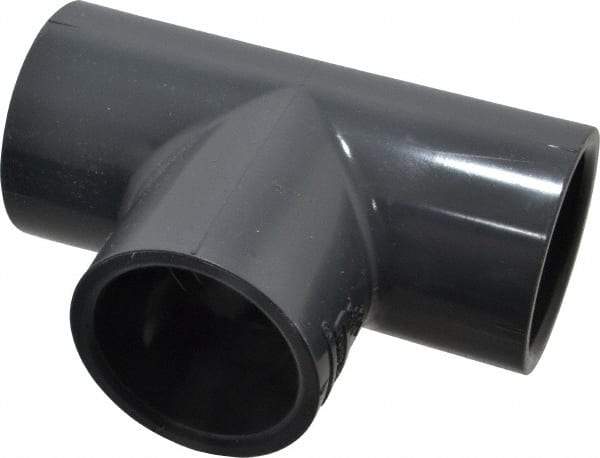 Value Collection - 1-1/4" PVC Plastic Pipe Tee - Schedule 80, Slip x Slip x Slip End Connections - Eagle Tool & Supply