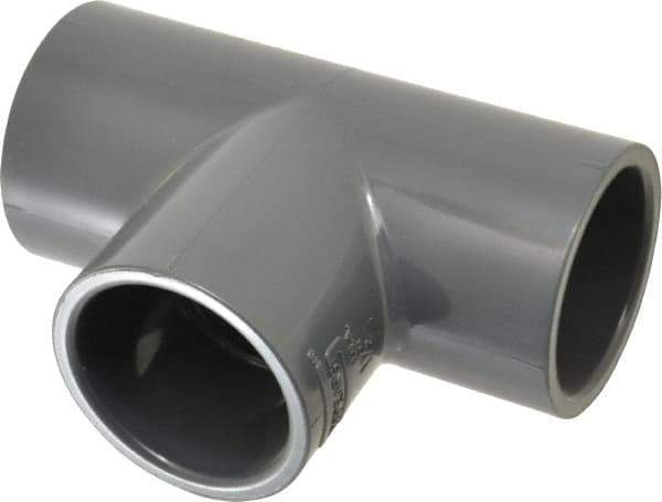 Value Collection - 1-1/2" PVC Plastic Pipe Tee - Schedule 80, Slip x Slip x Slip End Connections - Eagle Tool & Supply