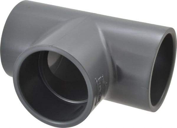 Value Collection - 3" PVC Plastic Pipe Tee - Schedule 80, Slip x Slip x Slip End Connections - Eagle Tool & Supply