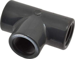 Value Collection - 1/2" PVC Plastic Pipe Tee - Schedule 80, FIPT x FIPT x FIPT End Connections - Eagle Tool & Supply