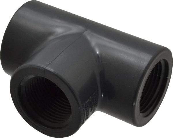 Value Collection - 1" PVC Plastic Pipe Tee - Schedule 80, FIPT x FIPT x FIPT End Connections - Eagle Tool & Supply