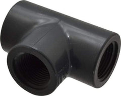 Value Collection - 1" PVC Plastic Pipe Tee - Schedule 80, FIPT x FIPT x FIPT End Connections - Eagle Tool & Supply