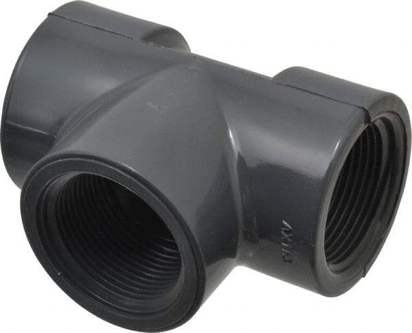 Value Collection - 1-1/4" PVC Plastic Pipe Tee - Schedule 80, FIPT x FIPT x FIPT End Connections - Eagle Tool & Supply