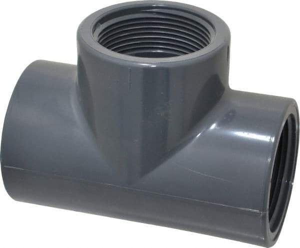 Value Collection - 1-1/2" PVC Plastic Pipe Tee - Schedule 80, FIPT x FIPT x FIPT End Connections - Eagle Tool & Supply