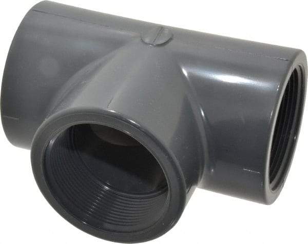 Value Collection - 2" PVC Plastic Pipe Tee - Schedule 80, FIPT x FIPT x FIPT End Connections - Eagle Tool & Supply