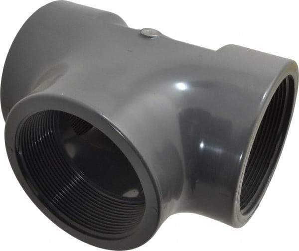 Value Collection - 4" PVC Plastic Pipe Tee - Schedule 80, FIPT x FIPT x FIPT End Connections - Eagle Tool & Supply