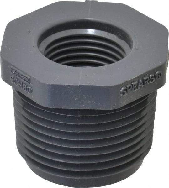 Value Collection - 1 x 1/2" PVC Plastic Pipe Bushing - Schedule 80, MIPT x FIPT End Connections - Eagle Tool & Supply