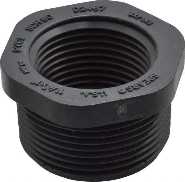 Value Collection - 1-1/4 x 1" PVC Plastic Pipe Bushing - Schedule 80, MIPT x FIPT End Connections - Eagle Tool & Supply